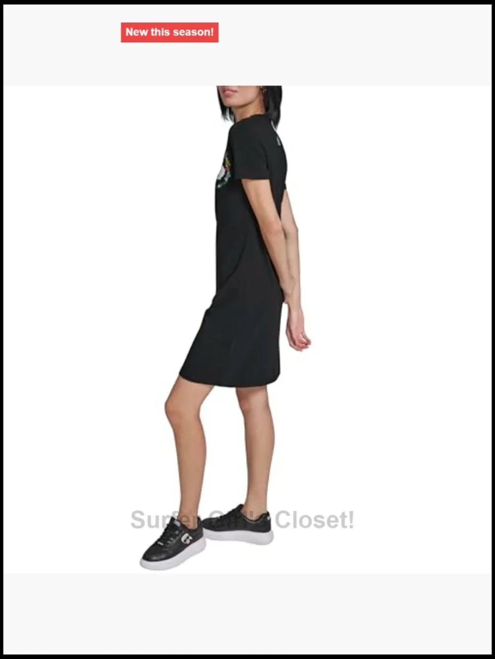 Karl Lagerfeld Short Sleeve Crew Neck Logo T-Shirt Dress Cotton Spandex